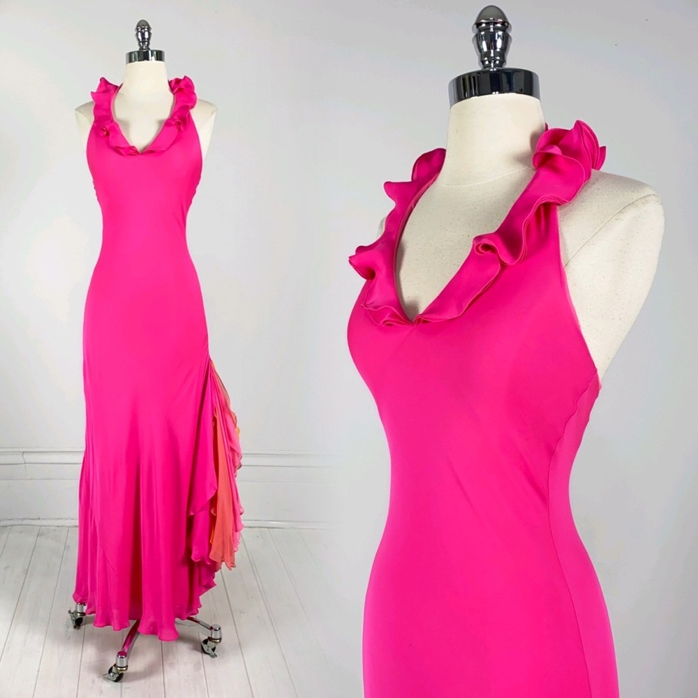 Ralph Lauren Black Label Pink Silk Dress ruffles 2